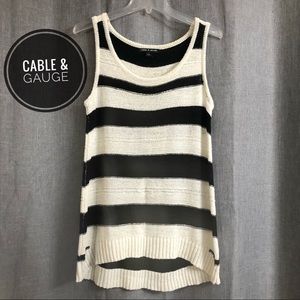 Cable & Gauge Striped Sleeveless Knit Sweater Tank